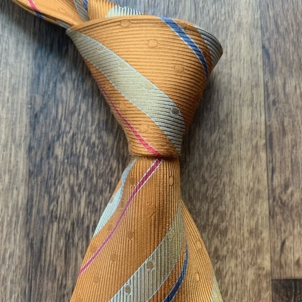 Brioni Orange Striped Silk Tie